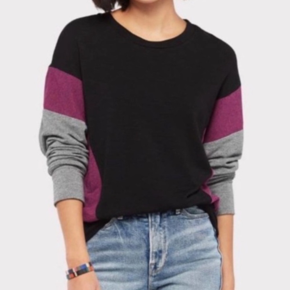 Sundry Sweatshirt Colorblock Black Purple and Gray Size 0 XS